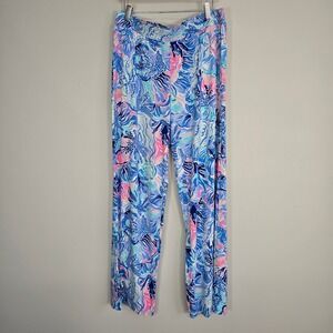 Lilly Pulitzer Lorena Breezy Palazzo Pants Women Large Blue Resort Coastal